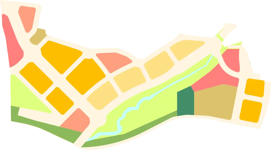 Plano del ámbito de Huerta Grande con sus parcelas y zonas verdes