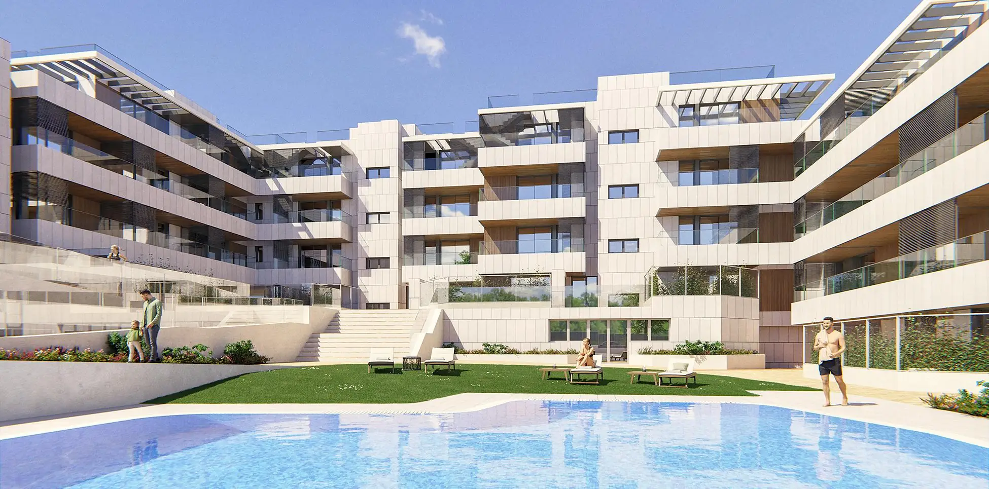 Piscina y jardín de Residencial Phoenix